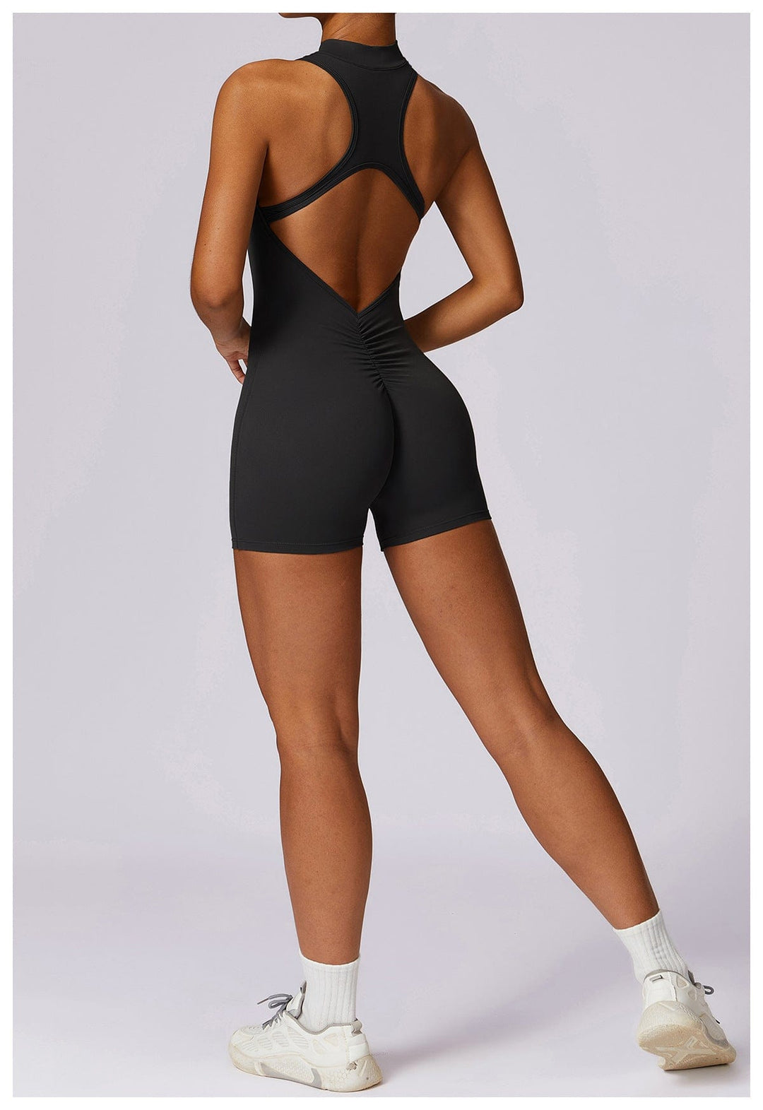 Valantomode | Zip-Up Sleeveless Athletic Shaping Jumpsuit
