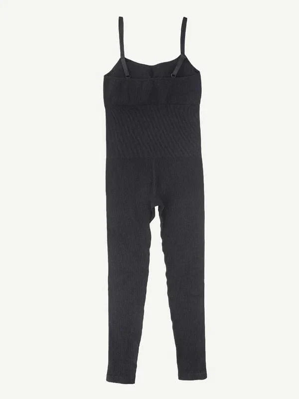 Valantomode | Ribbed Plus Size Bodycon Jumpsuit Shaper with Removable Padding