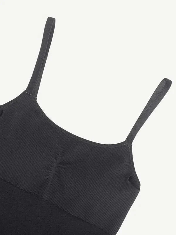 Valantomode | Ribbed Plus Size Bodycon Jumpsuit Shaper with Removable Padding