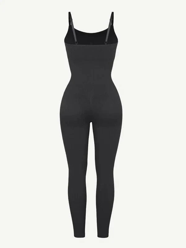Valantomode | Ribbed Plus Size Bodycon Jumpsuit Shaper with Removable Padding