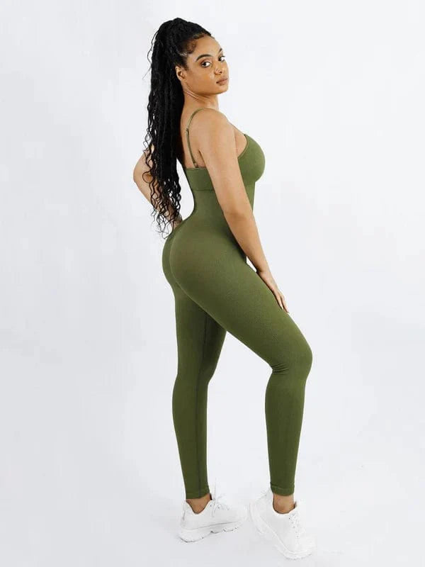 Valantomode | Ribbed Plus Size Bodycon Jumpsuit Shaper with Removable Padding