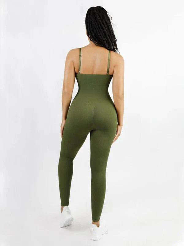 Valantomode | Ribbed Plus Size Bodycon Jumpsuit Shaper with Removable Padding