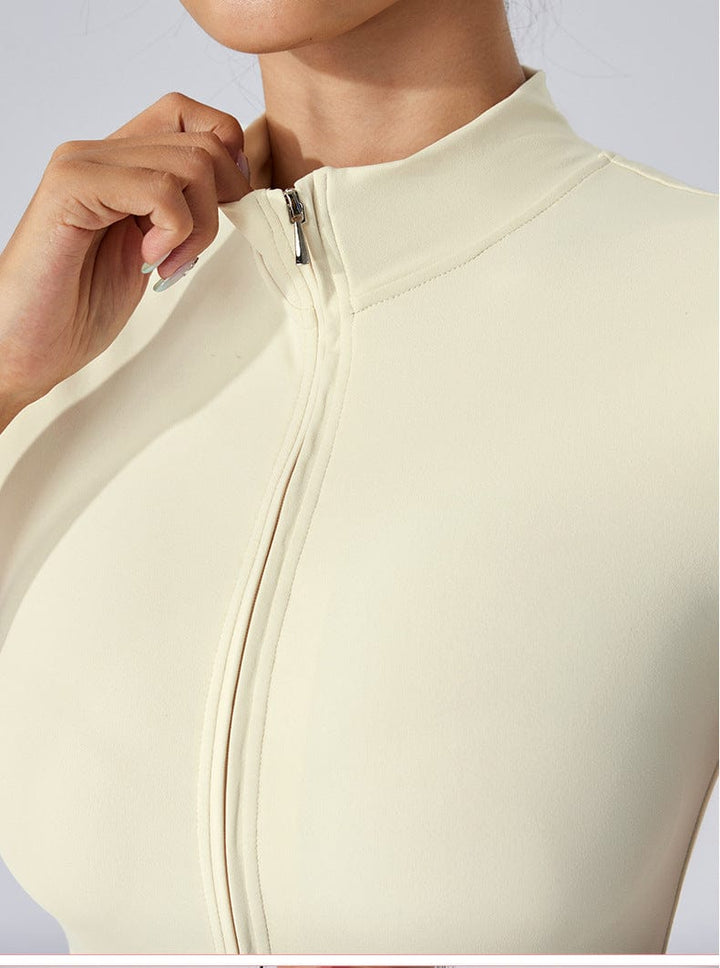 Valantomode | Women's Short Sleeve Yoga Jumpsuit with Front Zip Closure