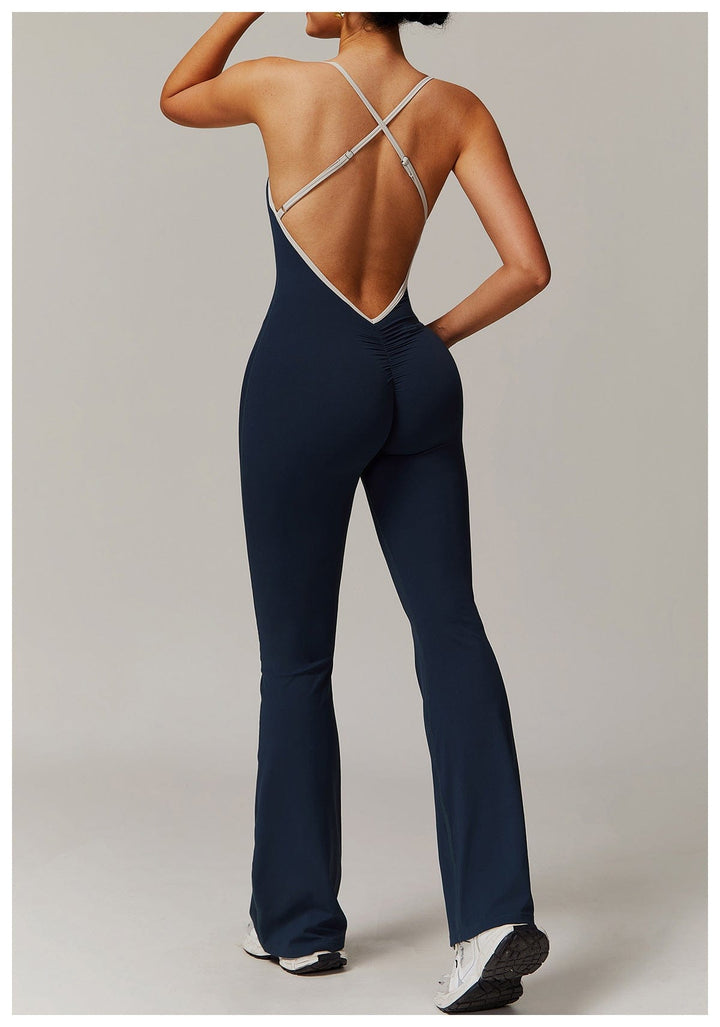 Valantomode | Flared Cross-Back Shaping Jumpsuit for Women with Tummy Control