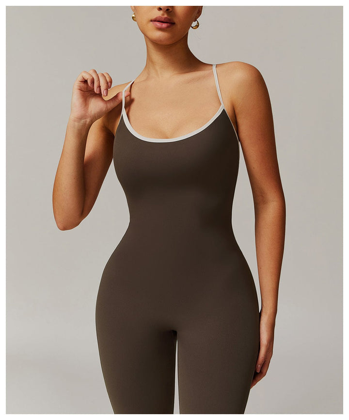Valantomode | Flared Cross-Back Shaping Jumpsuit for Women with Tummy Control