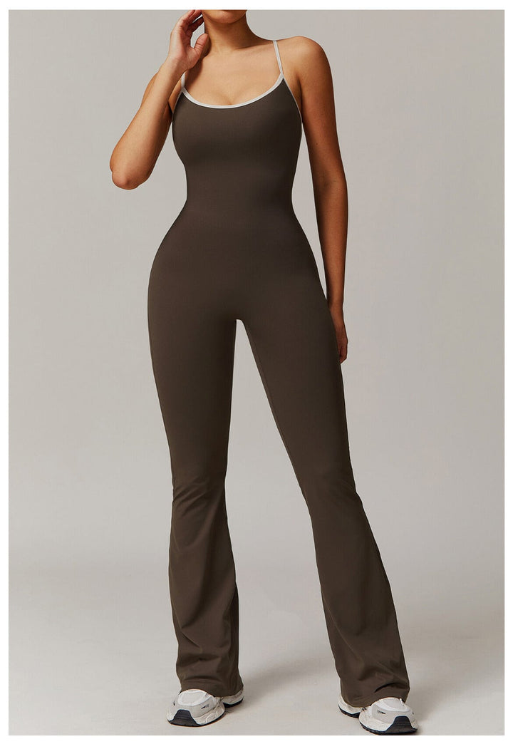 Valantomode | Flared Cross-Back Shaping Jumpsuit for Women with Tummy Control