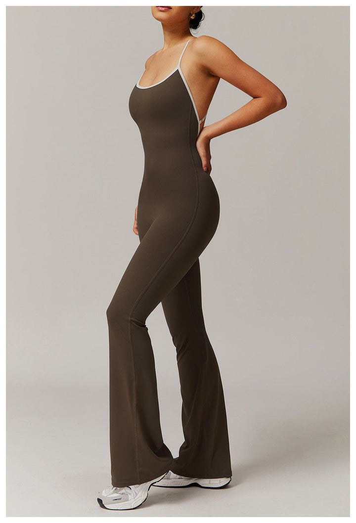 Valantomode | Flared Cross-Back Shaping Jumpsuit for Women with Tummy Control