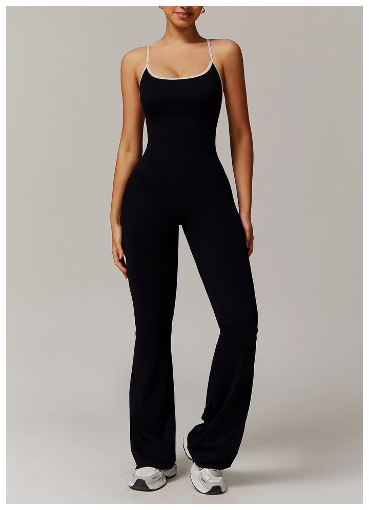 Valantomode | Flared Cross-Back Shaping Jumpsuit for Women with Tummy Control