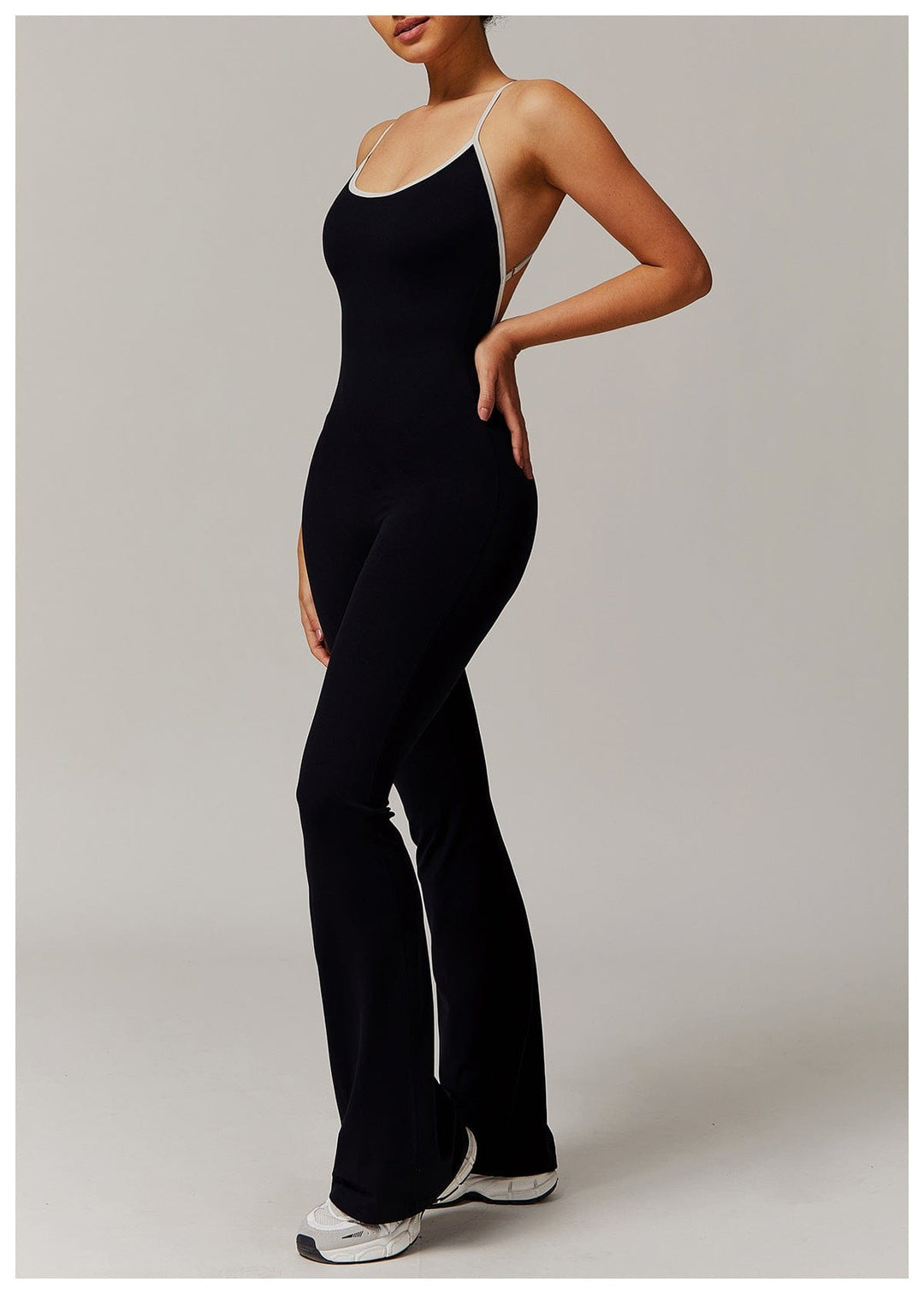 Valantomode | Flared Cross-Back Shaping Jumpsuit for Women with Tummy Control