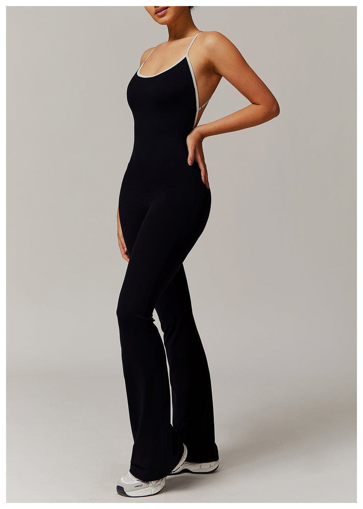 Valantomode | Flared Cross-Back Shaping Jumpsuit for Women with Tummy Control