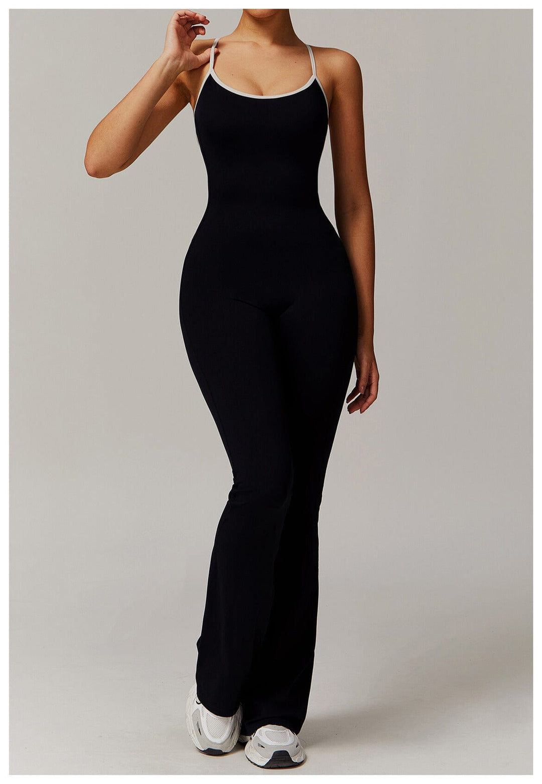 Valantomode | Flared Cross-Back Shaping Jumpsuit for Women with Tummy Control