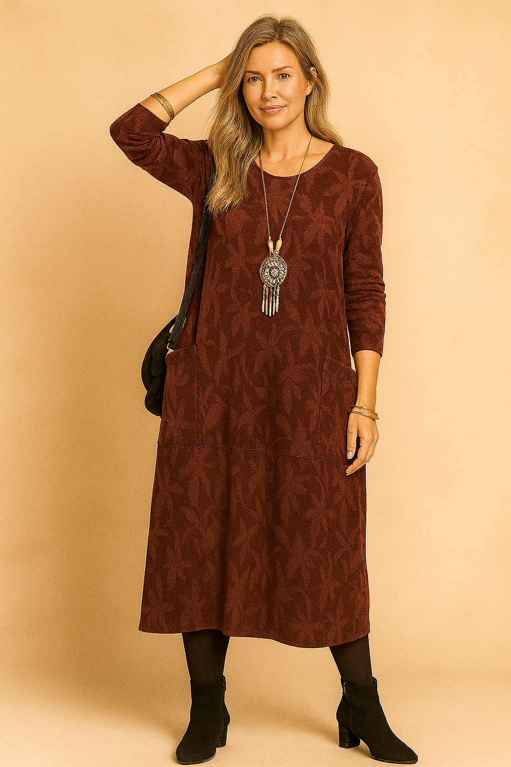 Valantomode | Stylish Winter Dress with Chic Pockets for Everyday Wear
