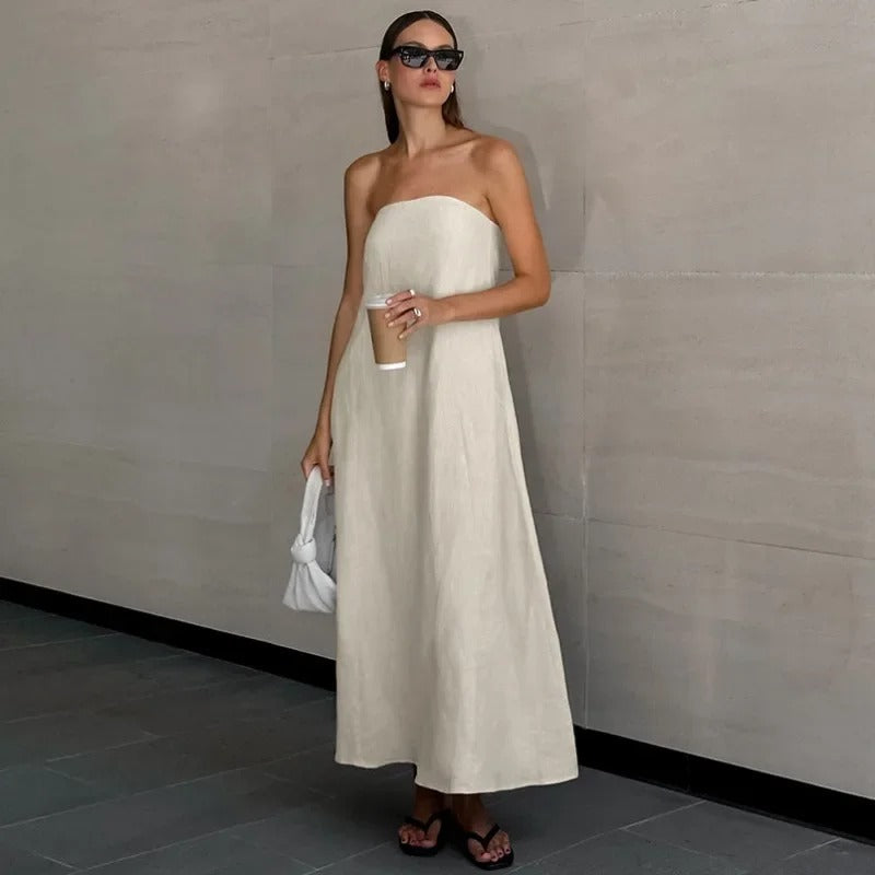 Valantomode | Strapless Maxi Dress for Effortless Elegance