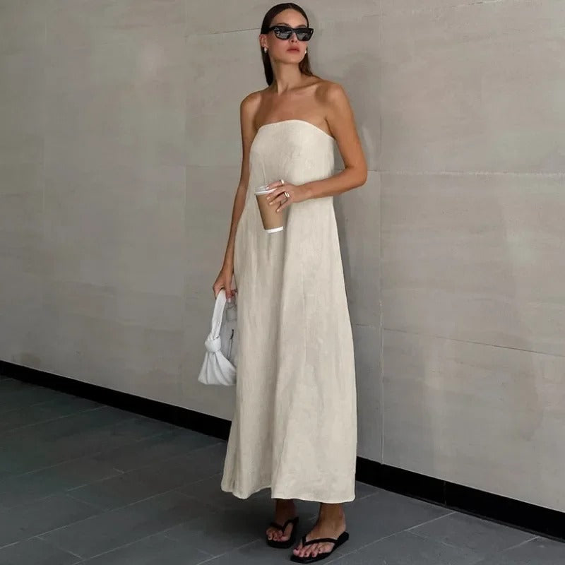 Valantomode | Strapless Maxi Dress for Effortless Elegance