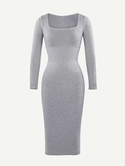 Valantomode | Bodycon Midi Dress with Long Sleeves and Tummy Control