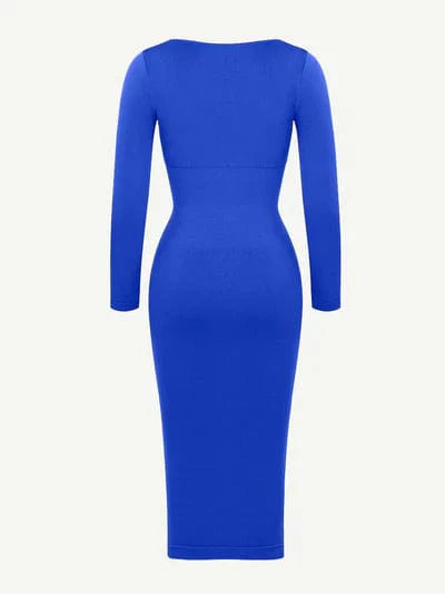 Valantomode | Bodycon Midi Dress with Long Sleeves and Tummy Control