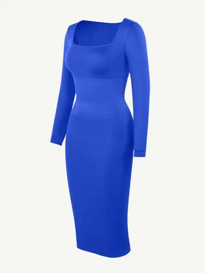 Valantomode | Bodycon Midi Dress with Long Sleeves and Tummy Control