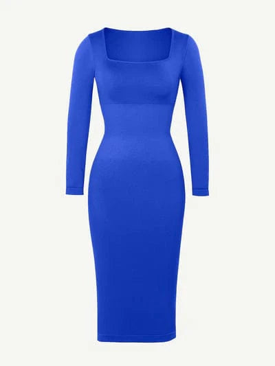 Valantomode | Bodycon Midi Dress with Long Sleeves and Tummy Control