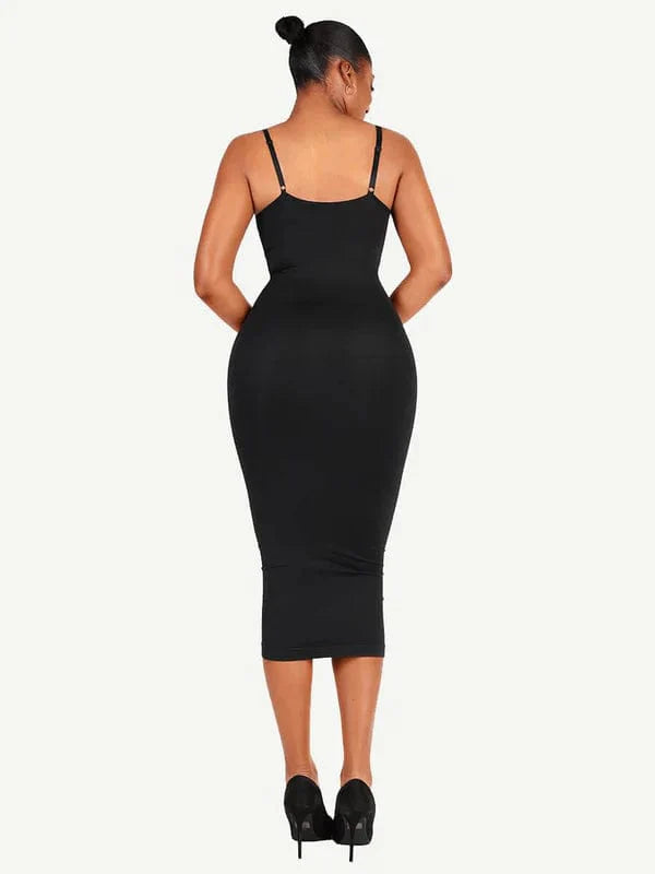 Valantomode | Spaghetti Strap V-Neck Bodycon Midi Dress