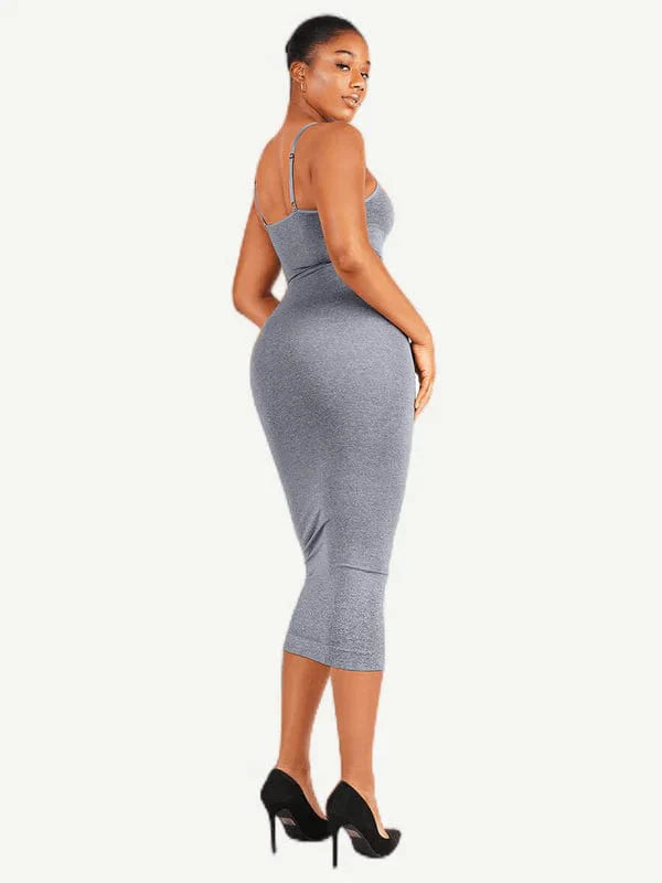 Valantomode | Spaghetti Strap V-Neck Bodycon Midi Dress