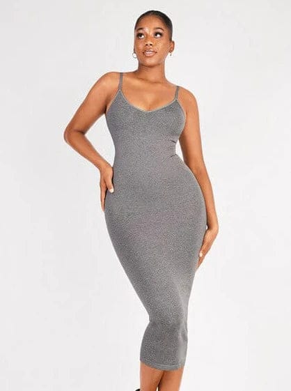 Valantomode | Spaghetti Strap V-Neck Bodycon Midi Dress