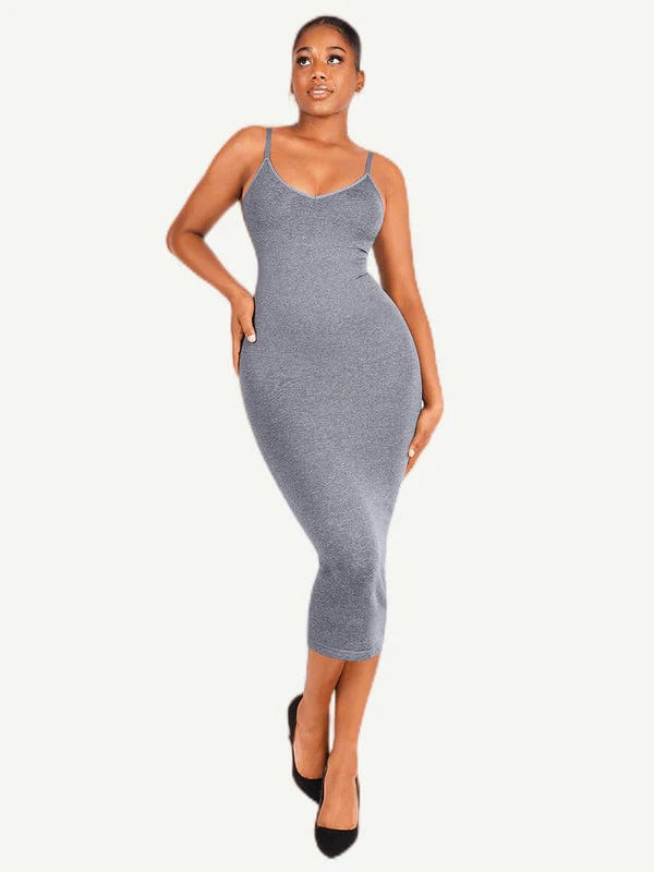 Valantomode | Spaghetti Strap V-Neck Bodycon Midi Dress
