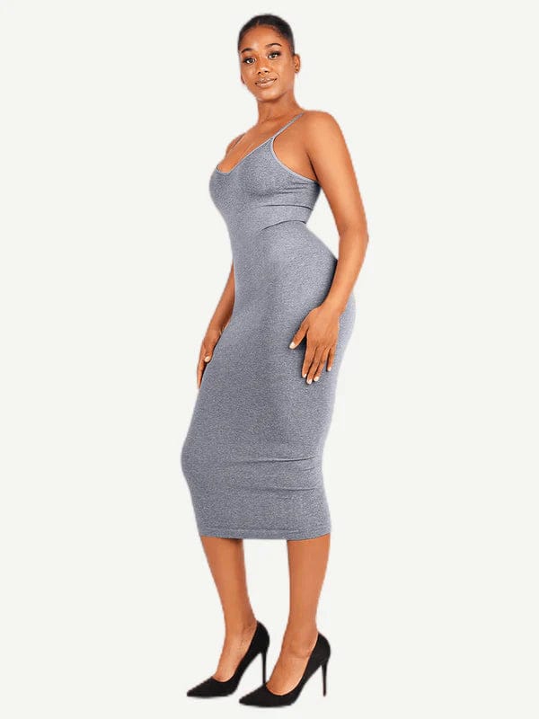 Valantomode | Spaghetti Strap V-Neck Bodycon Midi Dress