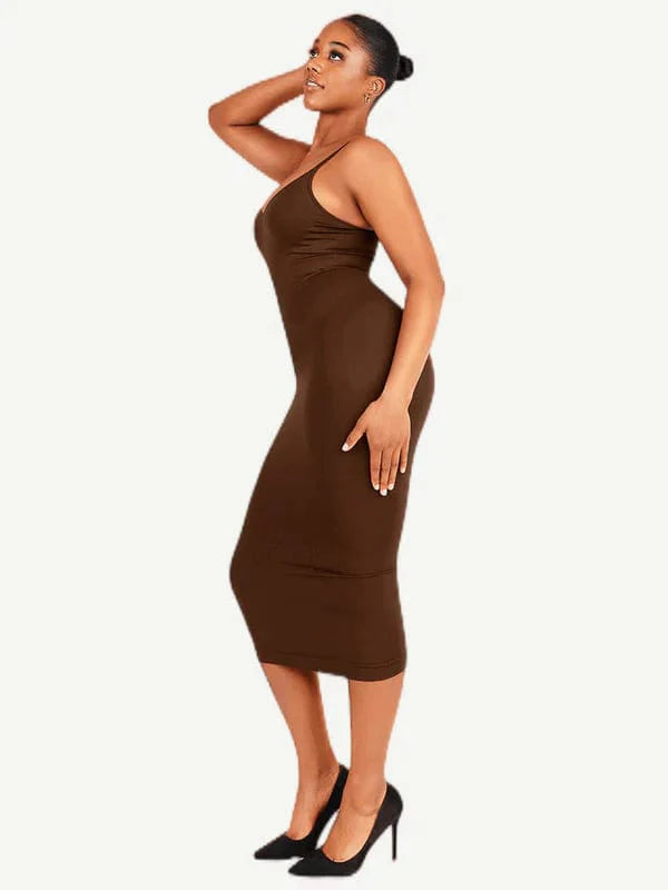 Valantomode | Spaghetti Strap V-Neck Bodycon Midi Dress