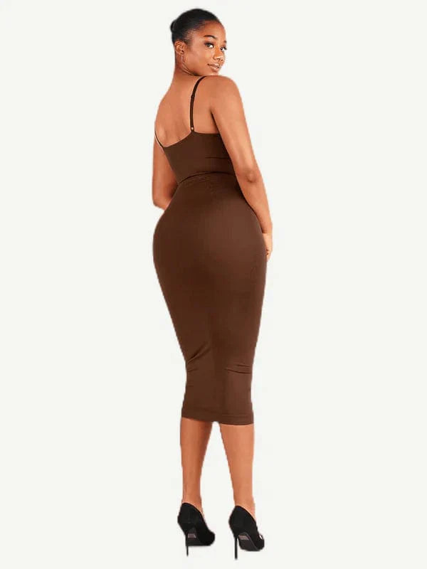 Valantomode | Spaghetti Strap V-Neck Bodycon Midi Dress