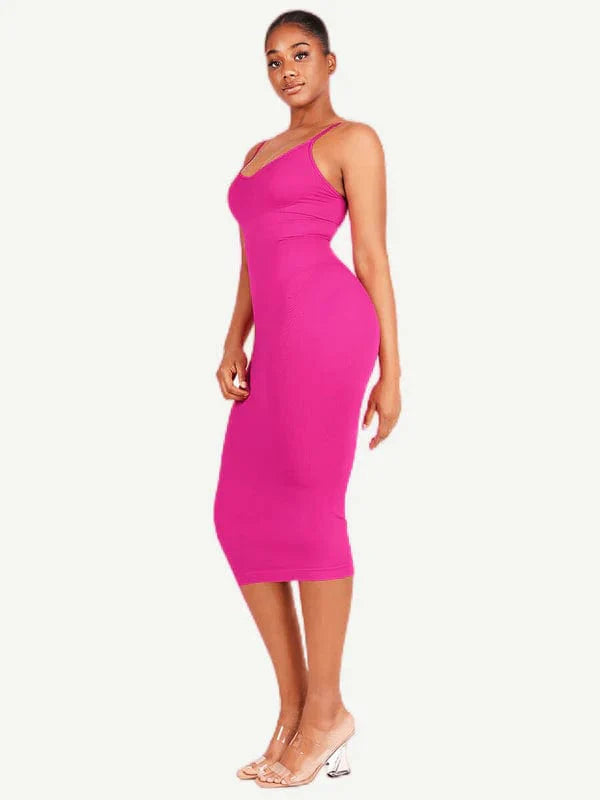 Valantomode | Spaghetti Strap V-Neck Bodycon Midi Dress