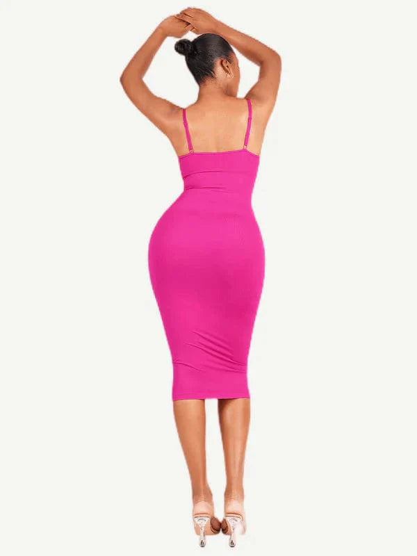 Valantomode | Spaghetti Strap V-Neck Bodycon Midi Dress
