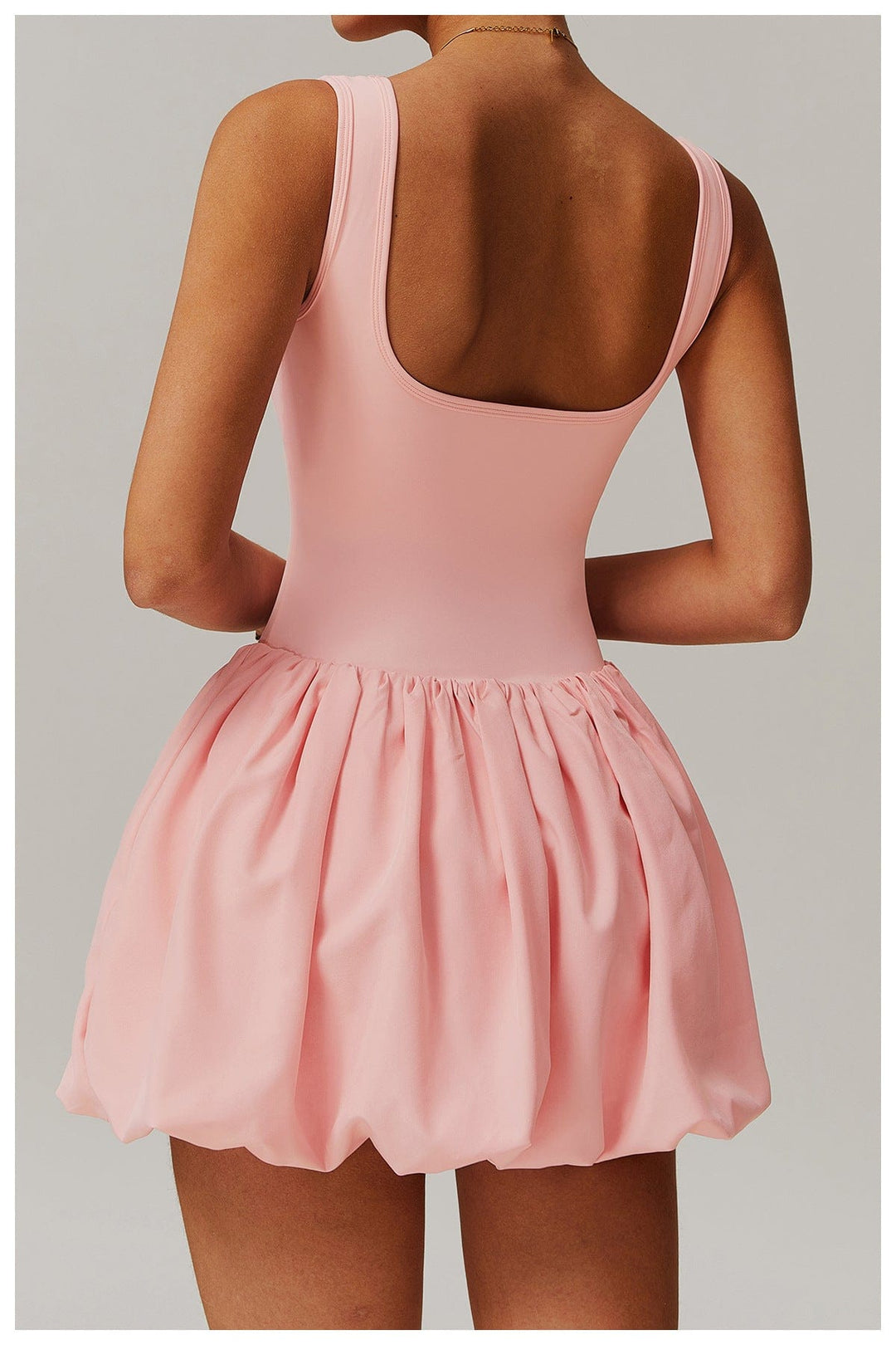 Valantomode | Women's Square Neck Tennis Dress with Built-In Pocketed Shorts