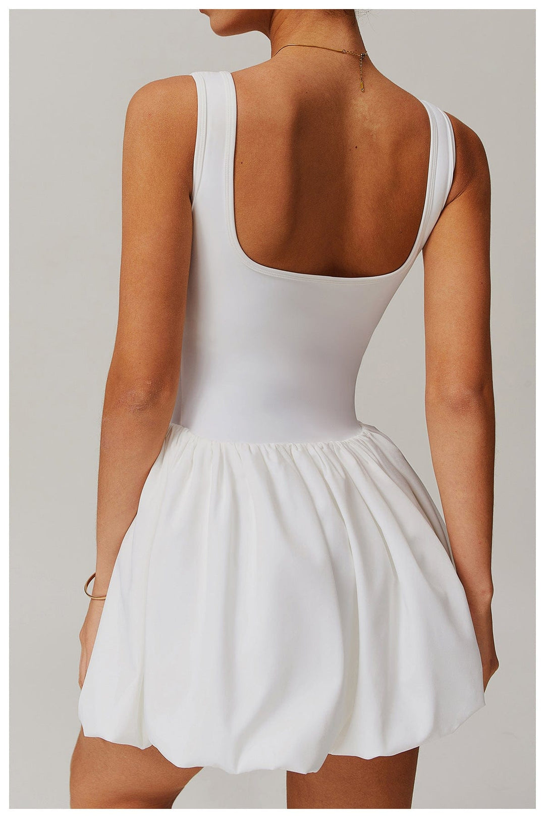 Valantomode | Women's Square Neck Tennis Dress with Built-In Pocketed Shorts
