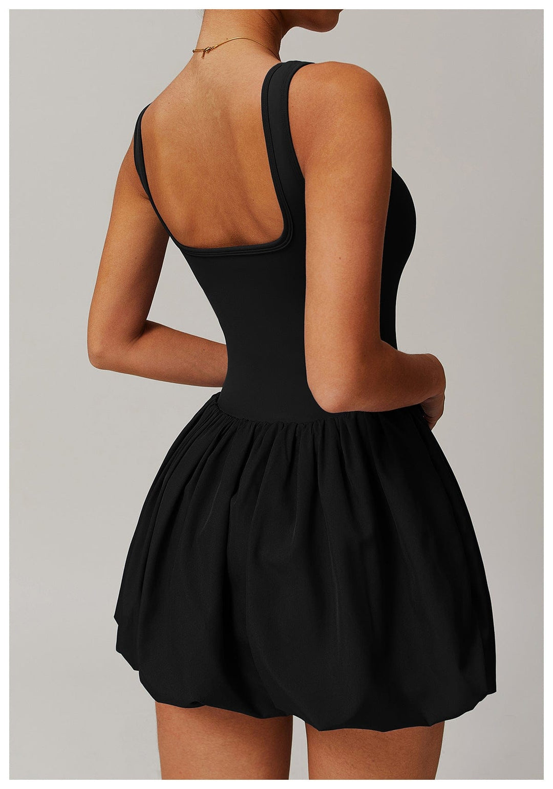 Valantomode | Women's Square Neck Tennis Dress with Built-In Pocketed Shorts