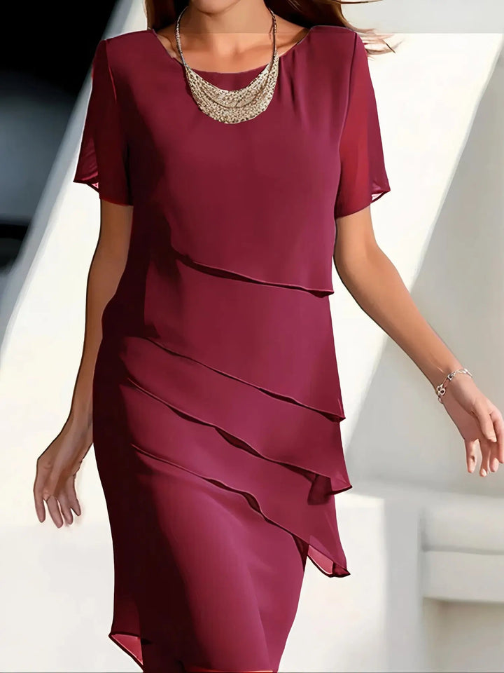 Valantomode | Chic Layered Chiffon Dress for Effortless Elegance