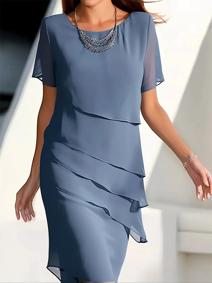 Valantomode | Chic Layered Chiffon Dress for Effortless Elegance