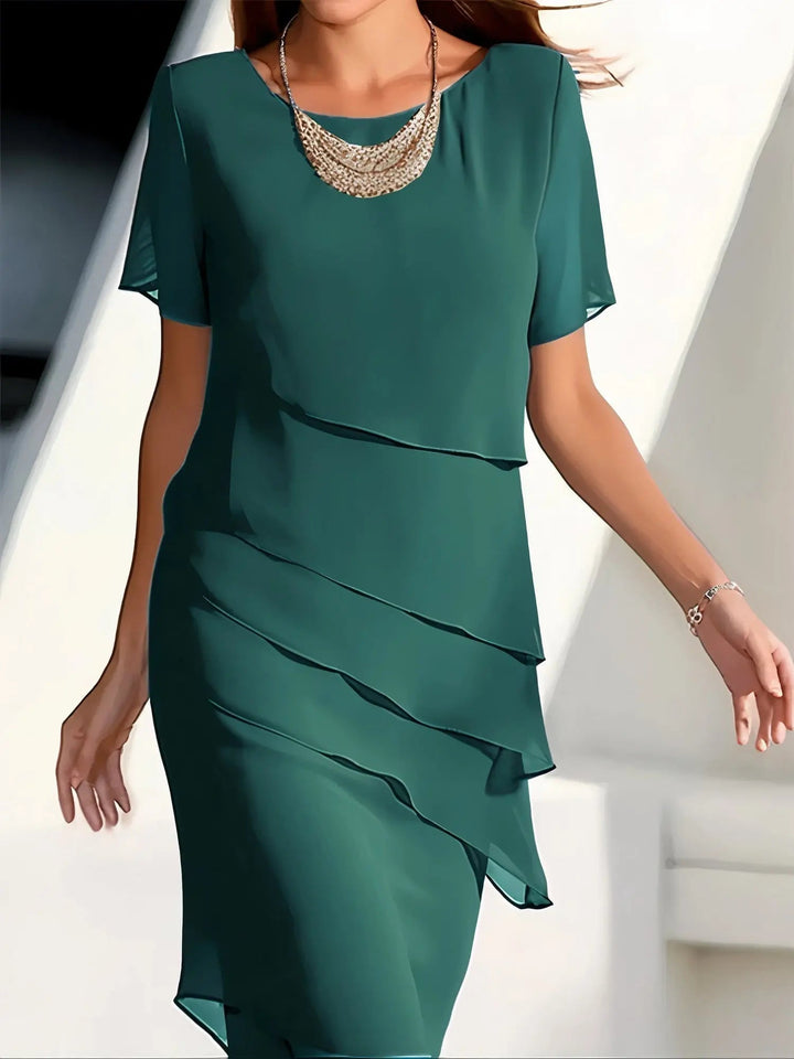 Valantomode | Chic Layered Chiffon Dress for Effortless Elegance