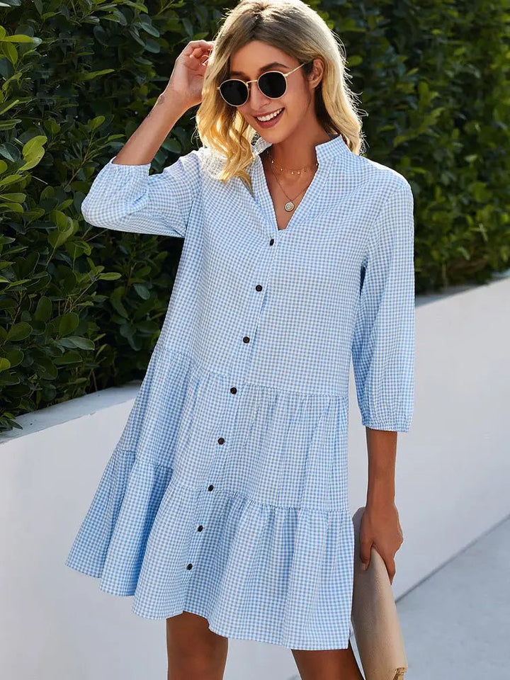 Valantomode | Chic Checkered Dress for Effortless Summer Style