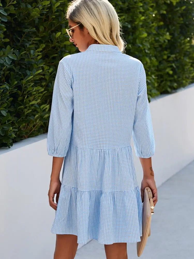 Valantomode | Chic Checkered Dress for Effortless Summer Style