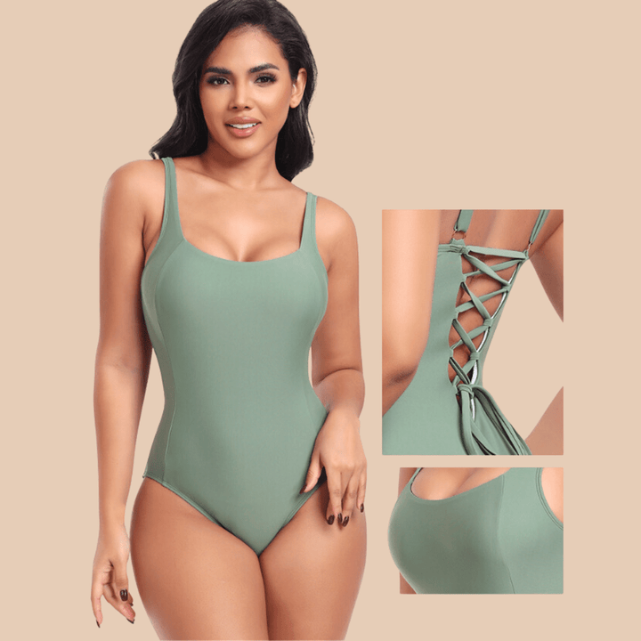 Valantomode | Low-Back Slimming One-Piece Swimsuit with Integrated Chest Padding