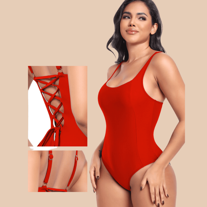Valantomode | Low-Back Slimming One-Piece Swimsuit with Integrated Chest Padding