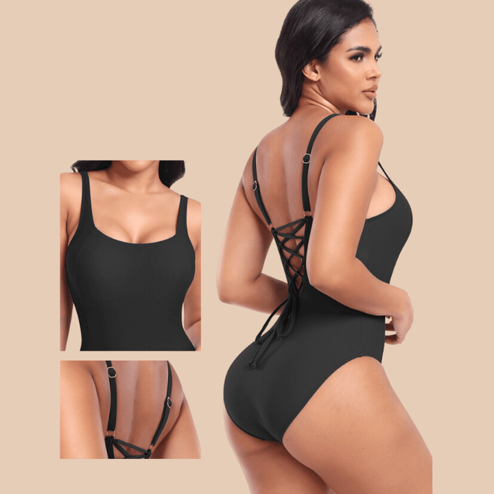 Valantomode | Low-Back Slimming One-Piece Swimsuit with Integrated Chest Padding