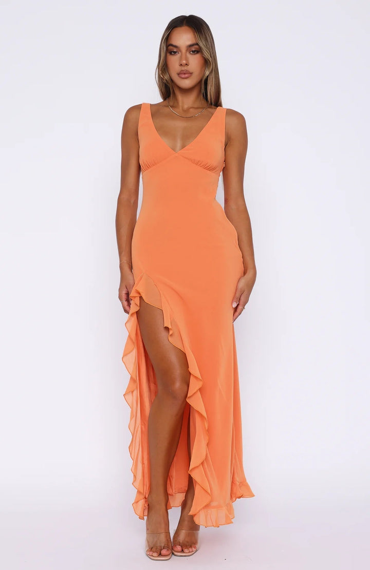 Valantomode | Women's Elegant Dress with Frills Perfect for Special Events