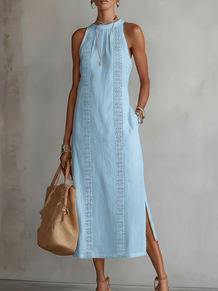 Valantomode | Chic Midi Dress with Elegant Kant Detail for Women