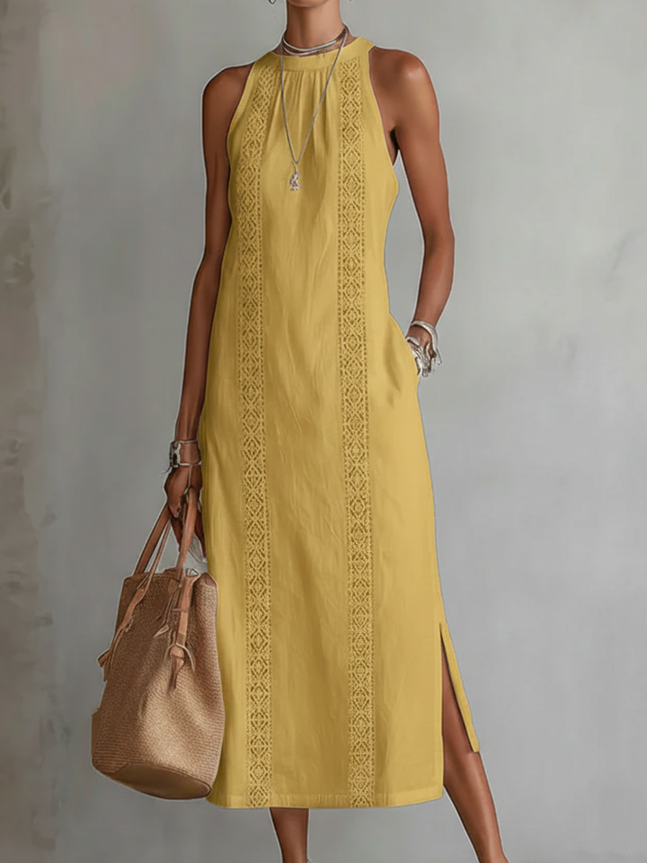 Valantomode | Chic Midi Dress with Elegant Kant Detail for Women