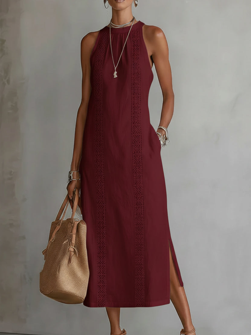 Valantomode | Chic Midi Dress with Elegant Kant Detail for Women