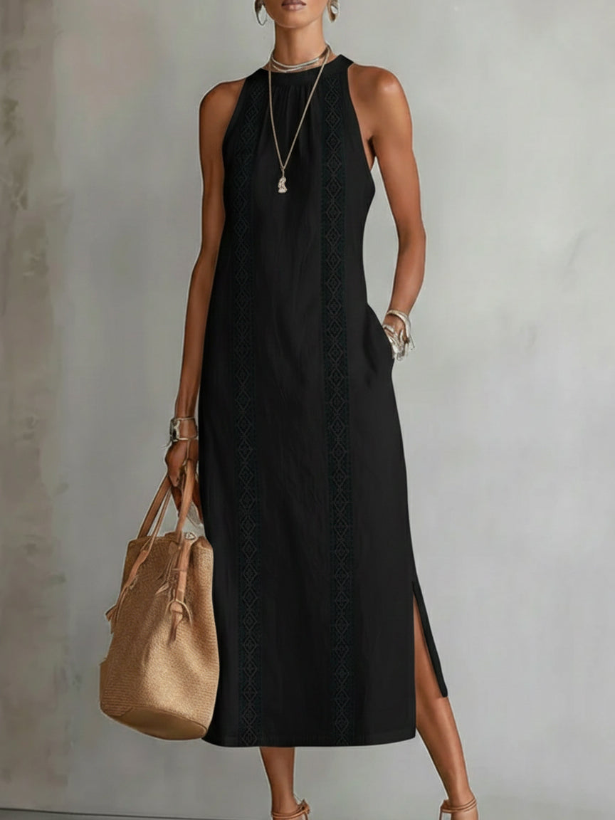 Valantomode | Chic Midi Dress with Elegant Kant Detail for Women