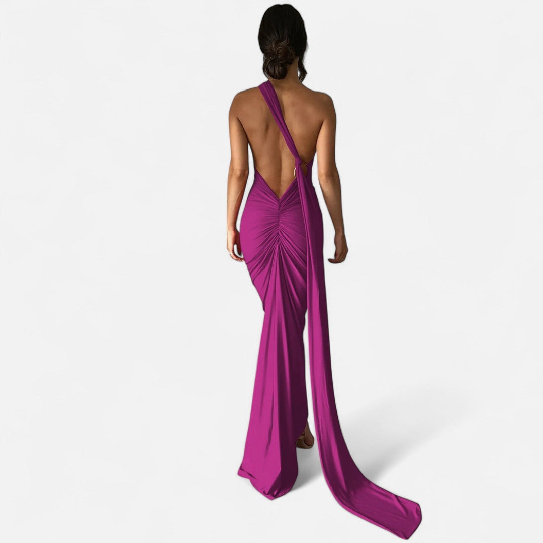 Valantomode  | Women’s Backless Scarf-Tie Evening Dress