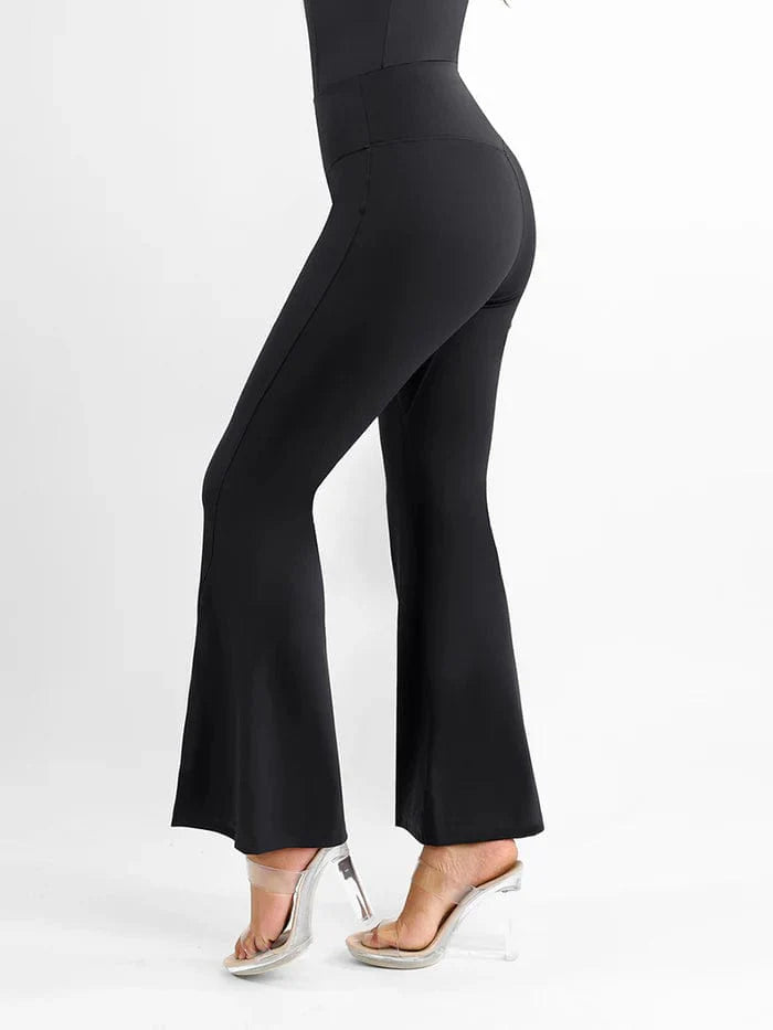 Valantomode | High-Waisted Flare Shapewear Pants with Tummy Control and Split Hem
