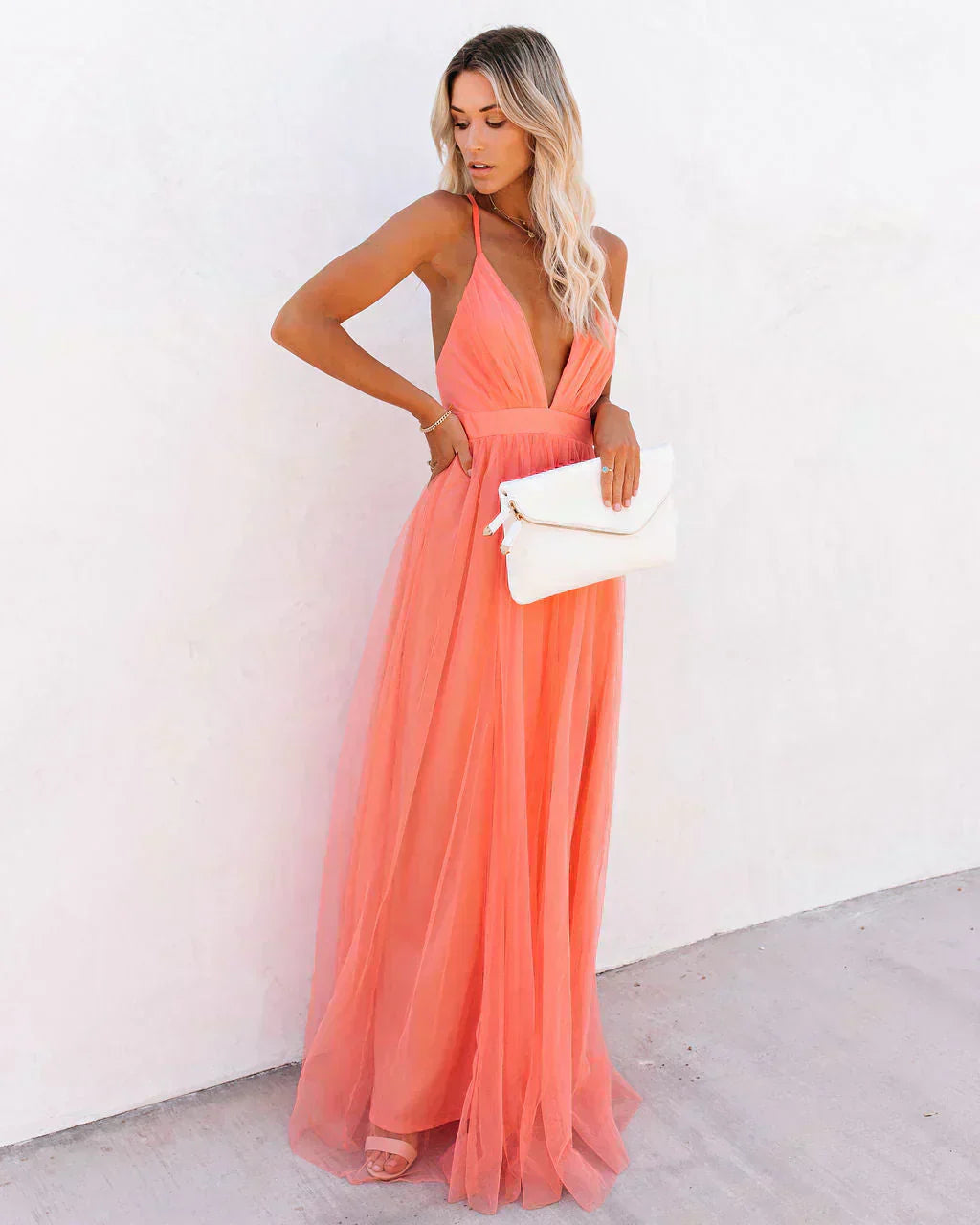 Valantomode | Elegant Tulle Maxi Dress for Effortless Glamour